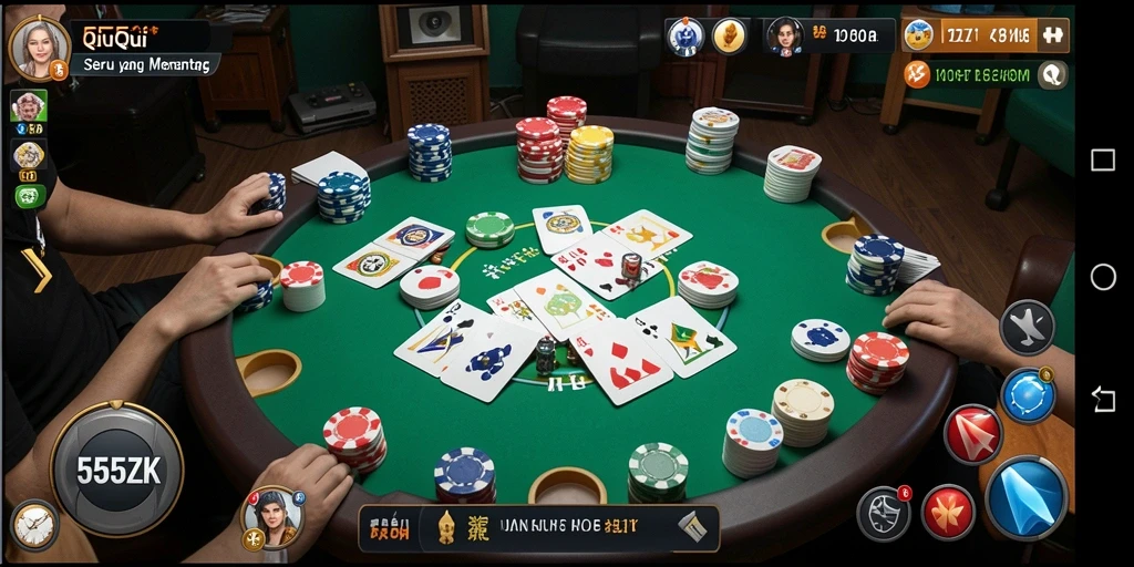 Tampilan gameplay QiuQiu di 555ZK yang seru.