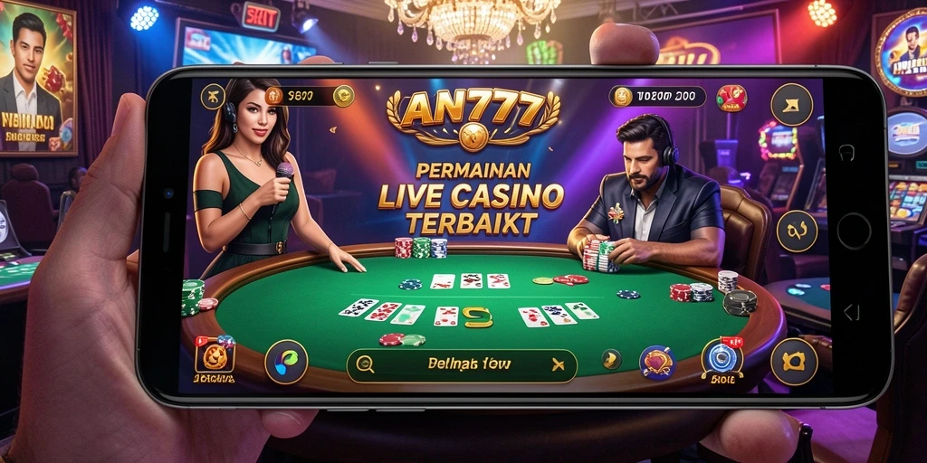Screenshot gameplay AN777 yang menampilkan suasana Live Casino yang mendebarkan.