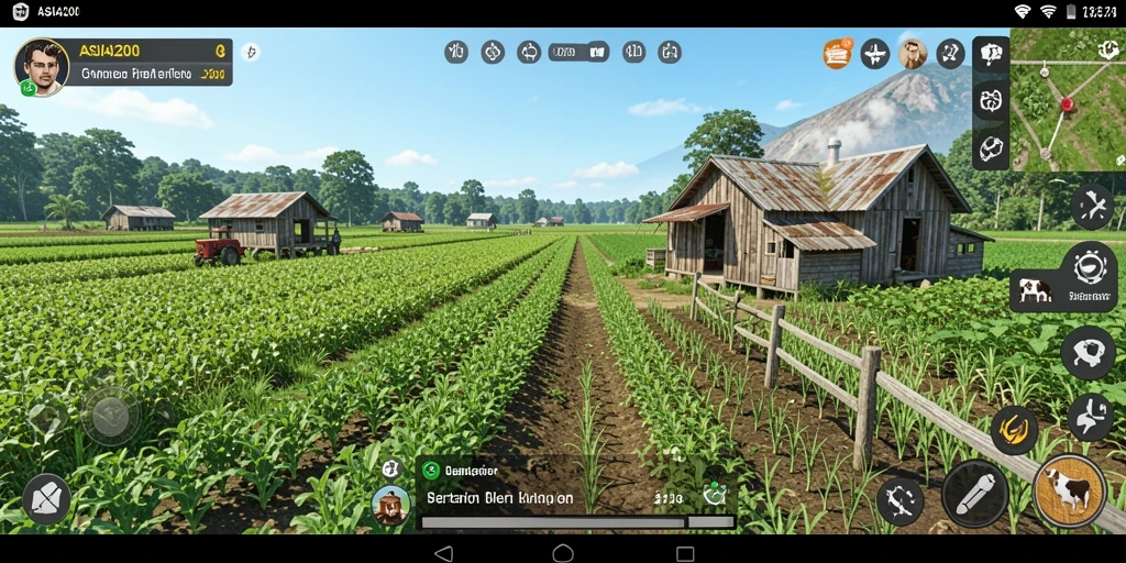 Tampilan gameplay ASIA200 yang menunjukkan aktivitas bertani.