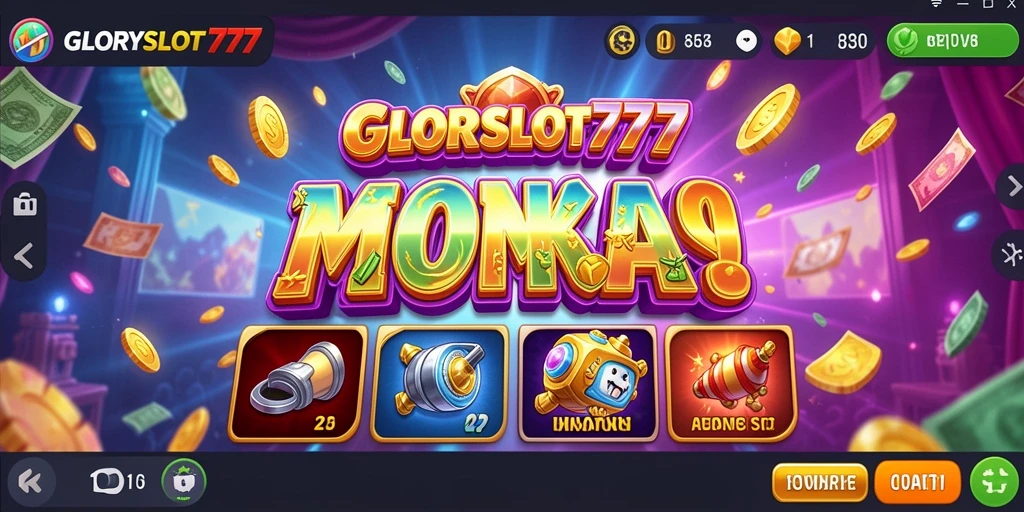 Screenshot GLORYSLOT777 menampilkan gameplay slot yang mendebarkan.