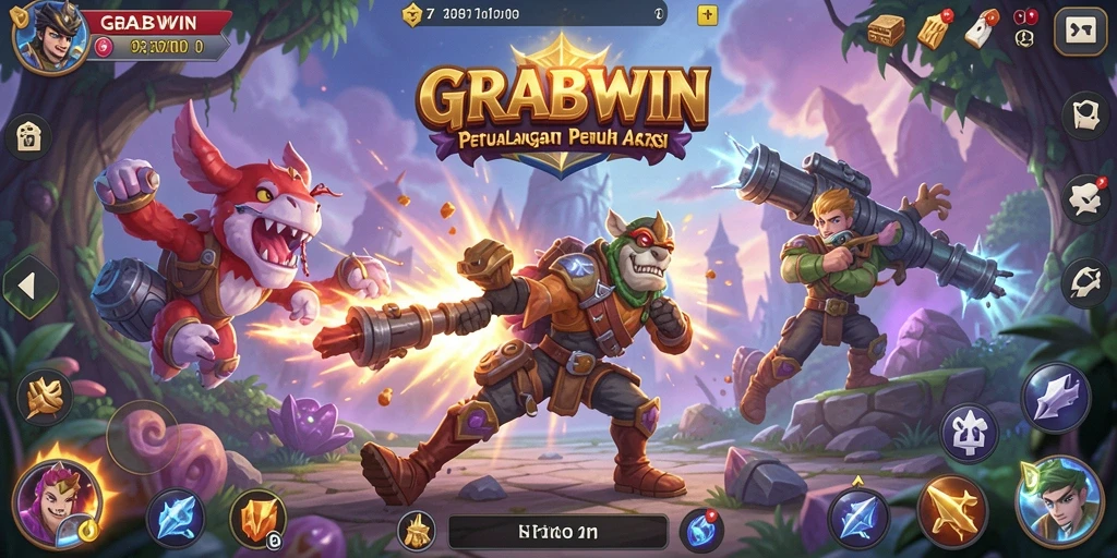 Tampilan gameplay epik di dunia ARPG GRABWIN.