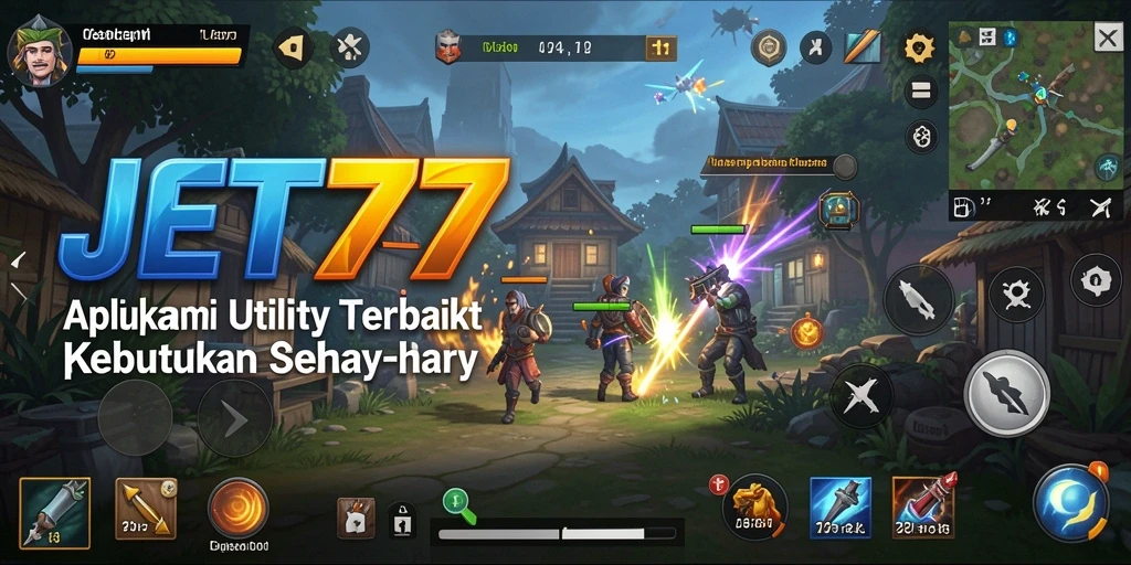 Tampilan antarmuka utama JET77 dengan fitur-fitur Utility.