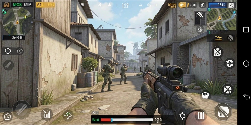 Tangkapan layar MPO76 menunjukkan aksi intens dalam pertempuran FPS.