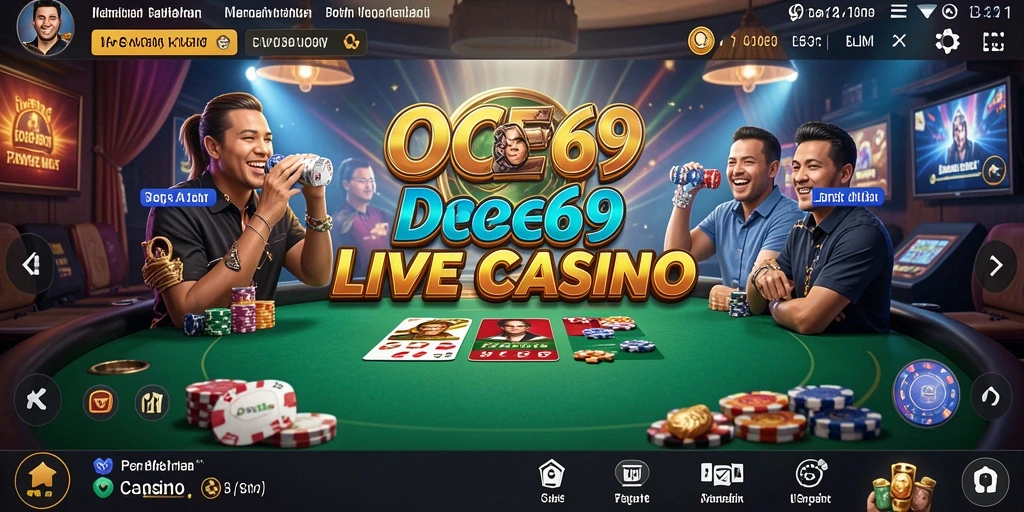 Tampilan gameplay menarik di OCE69 dengan suasana kasino langsung.
