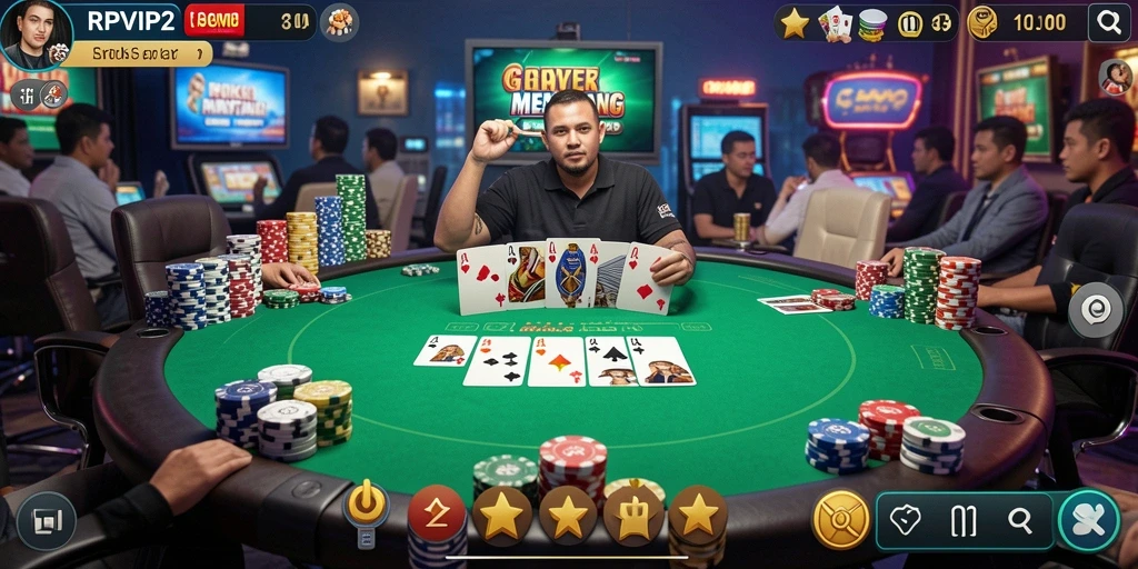 Screenshot gameplay RPVIP2 yang menampilkan aksi seru permainan Poker.