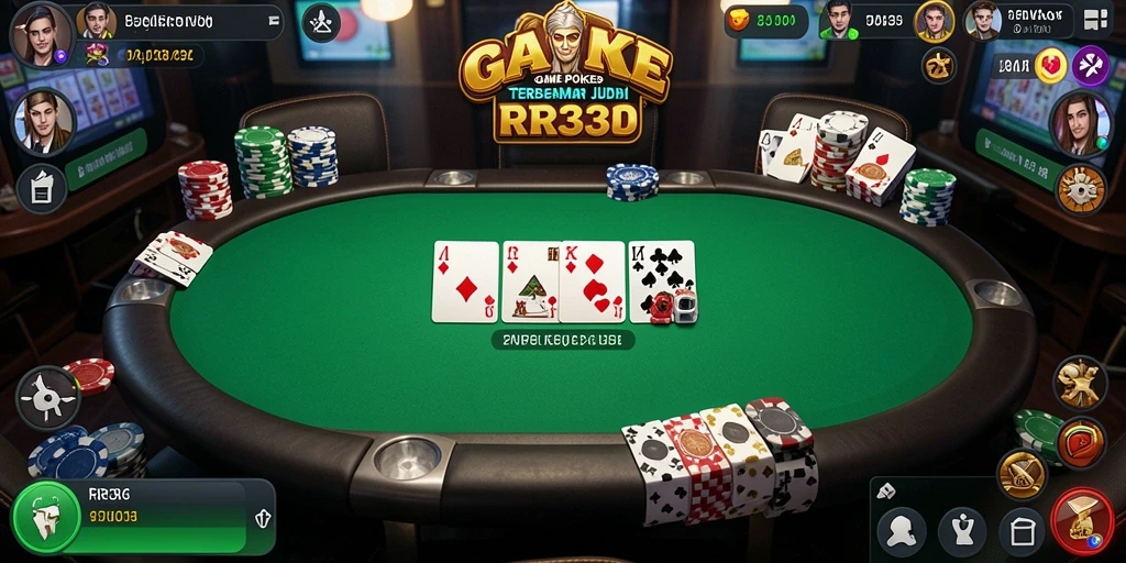Screenshot RR33 menampilkan aksi seru permainan Poker yang mendebarkan.