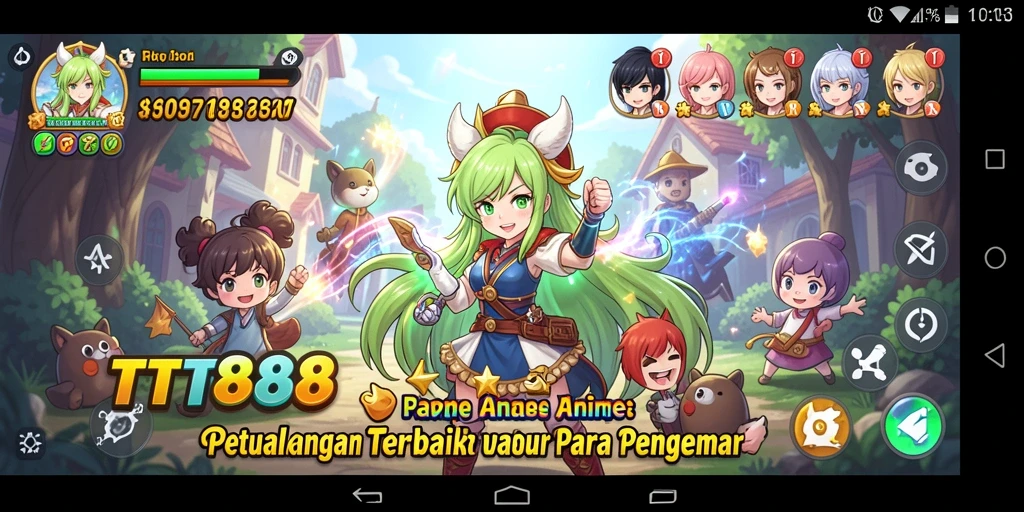 Tampilan gameplay TTT888 menampilkan pertempuran seru dalam dunia anime.